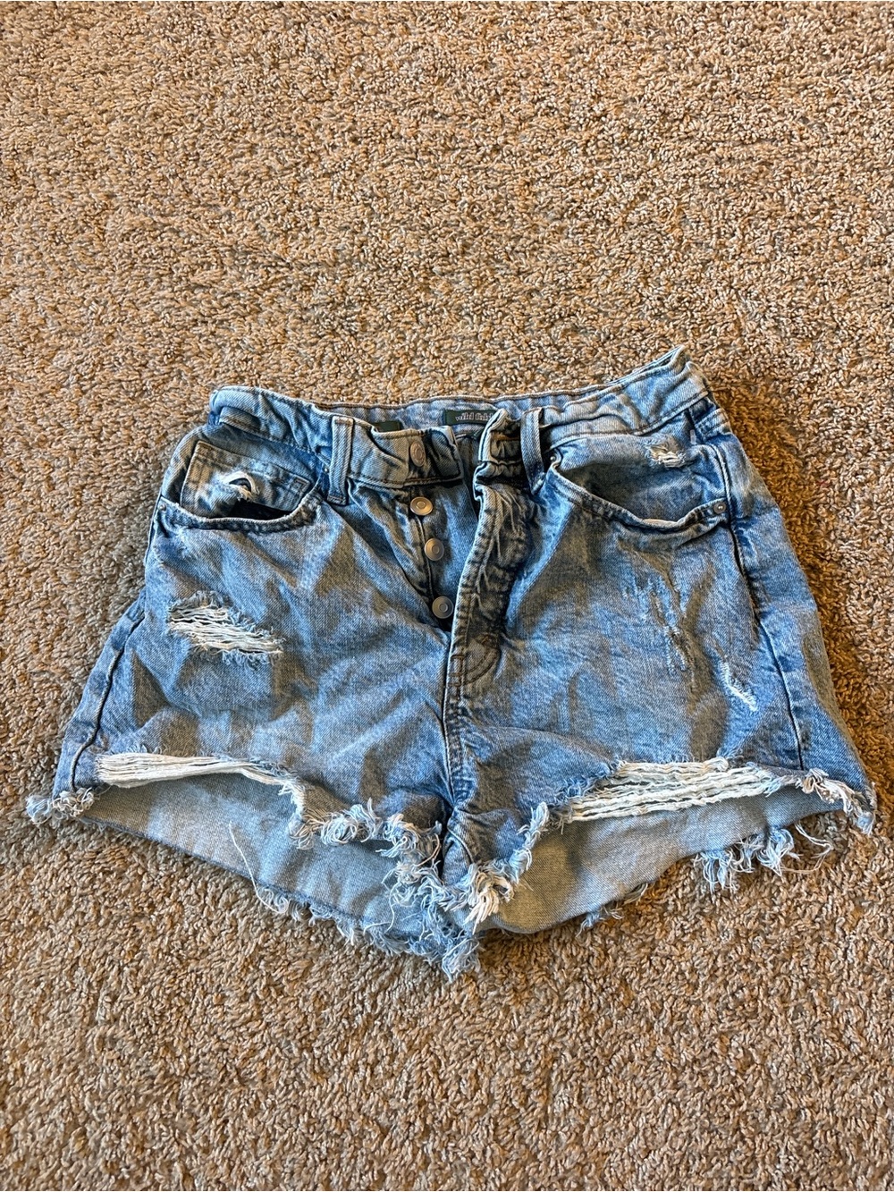 wild fable Light Blue Distressed Button-Front Denim Shorts